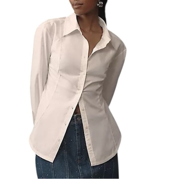 Anthropologie White Button Down Shirt - Picture 8 of 12